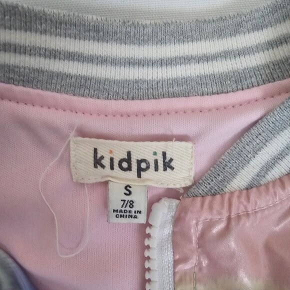 Kidpik Pink/Blue Daisy Floral Print Full Zip Bomber Jacket Size Small (7/8) - Picture 5 of 9